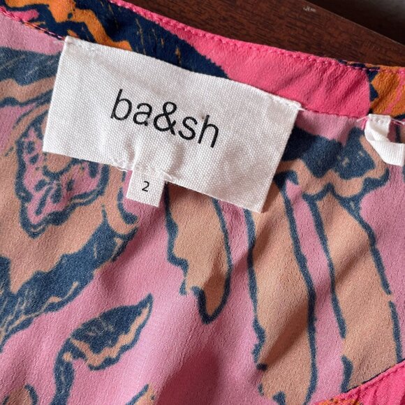 ba&sh Calix Pink and Black Floral Boho Mini Dress SZ 6 Cottagecore - Picture 7 of 15